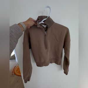 Brown Quarter-Zip Women's Sweatshirt